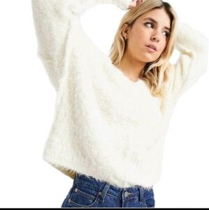 Free People Fuzzy Cream Sweater